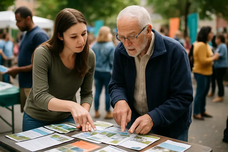 Planner reviewing a project timeline with blank dates marked for future notices