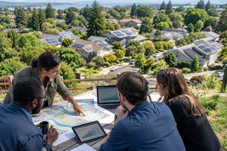County building rooftop with open space suitable for solar planning