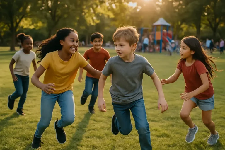 Children playing outside at a community center for Houston Parks Programs