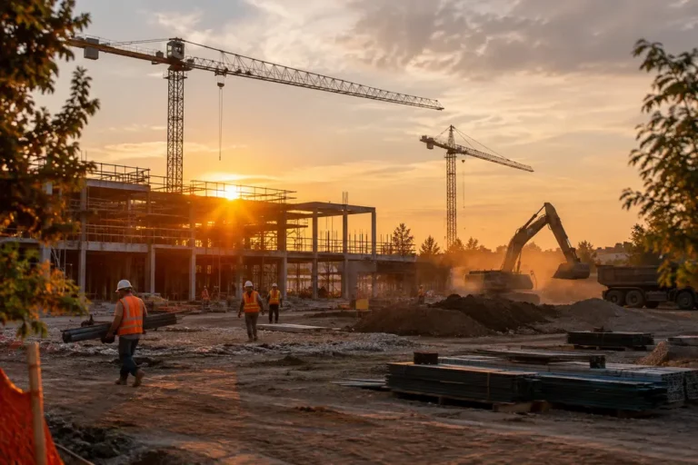 Paul Ecke rebuild school site in Encinitas with construction fencing and nearby street
